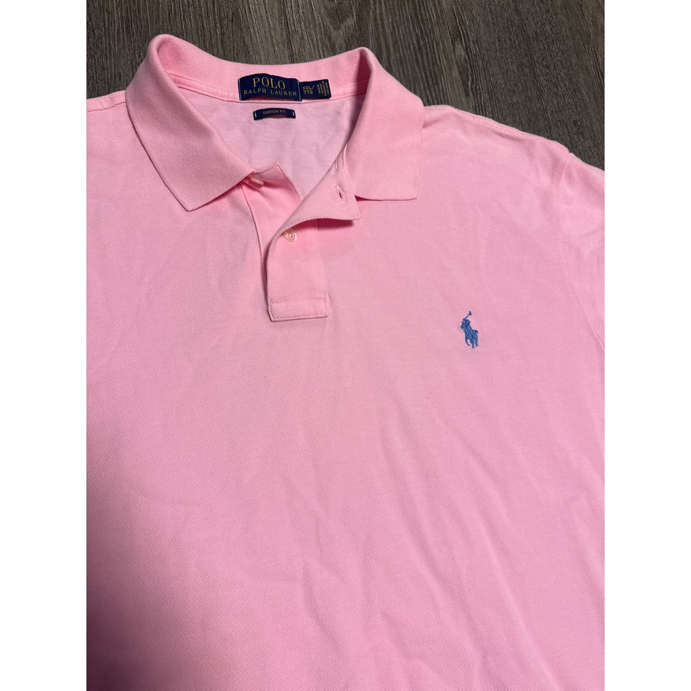 Polo Ralph Lauren Mens XXL Custom Fit Pink Short Sleeve Pique Polo Shirt